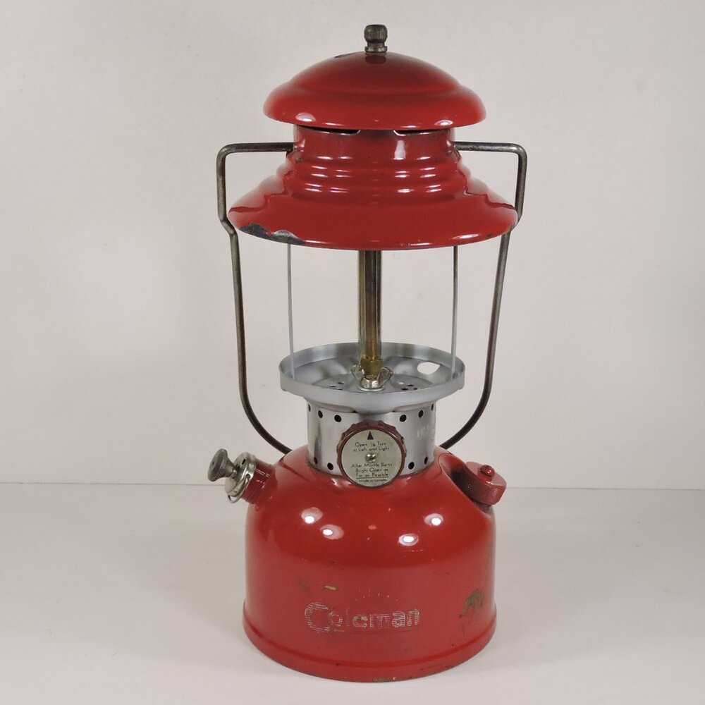Vintage Red Coleman Lantern 200 - No Globe - Clean & Tested - Canada 1962 era